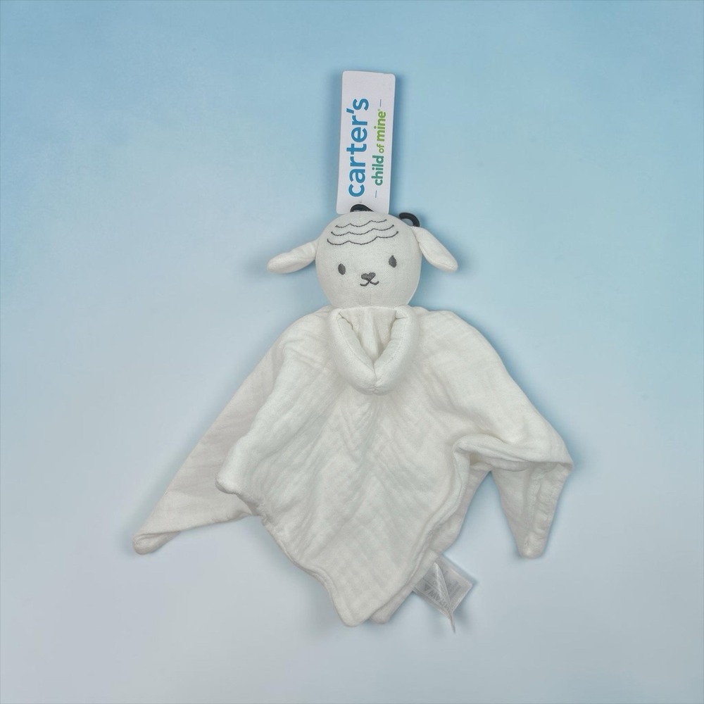 Carters Child Of Mine Lamb Lovey Plush White Security Blanket Cotton